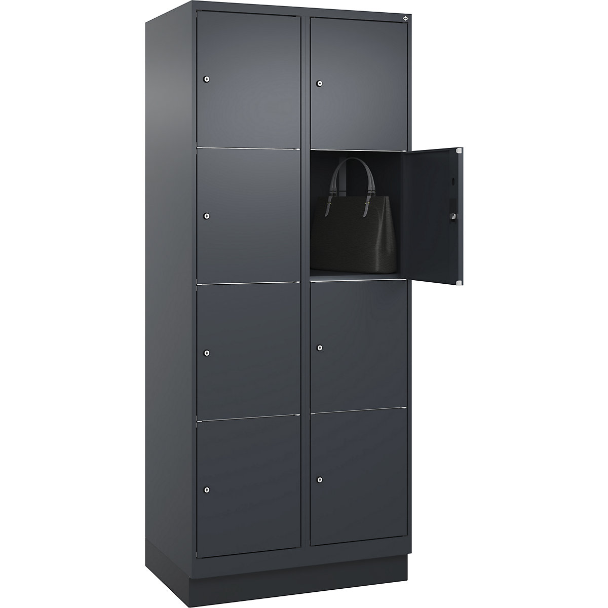 Armadietto a 4 scomparti Classic PLUS – C+P, 2 scomparti, grigio, largh. 800 mm, 8 scomparti, con zoccolino-0
