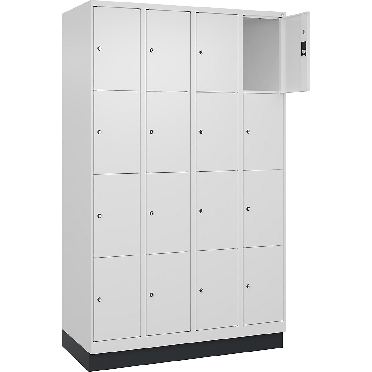 Armadietto a 4 scomparti Classic PLUS – C+P, 4 scomparti, bianco traffico, largh. 1200 mm, 16 scomparti, con zoccolino-0