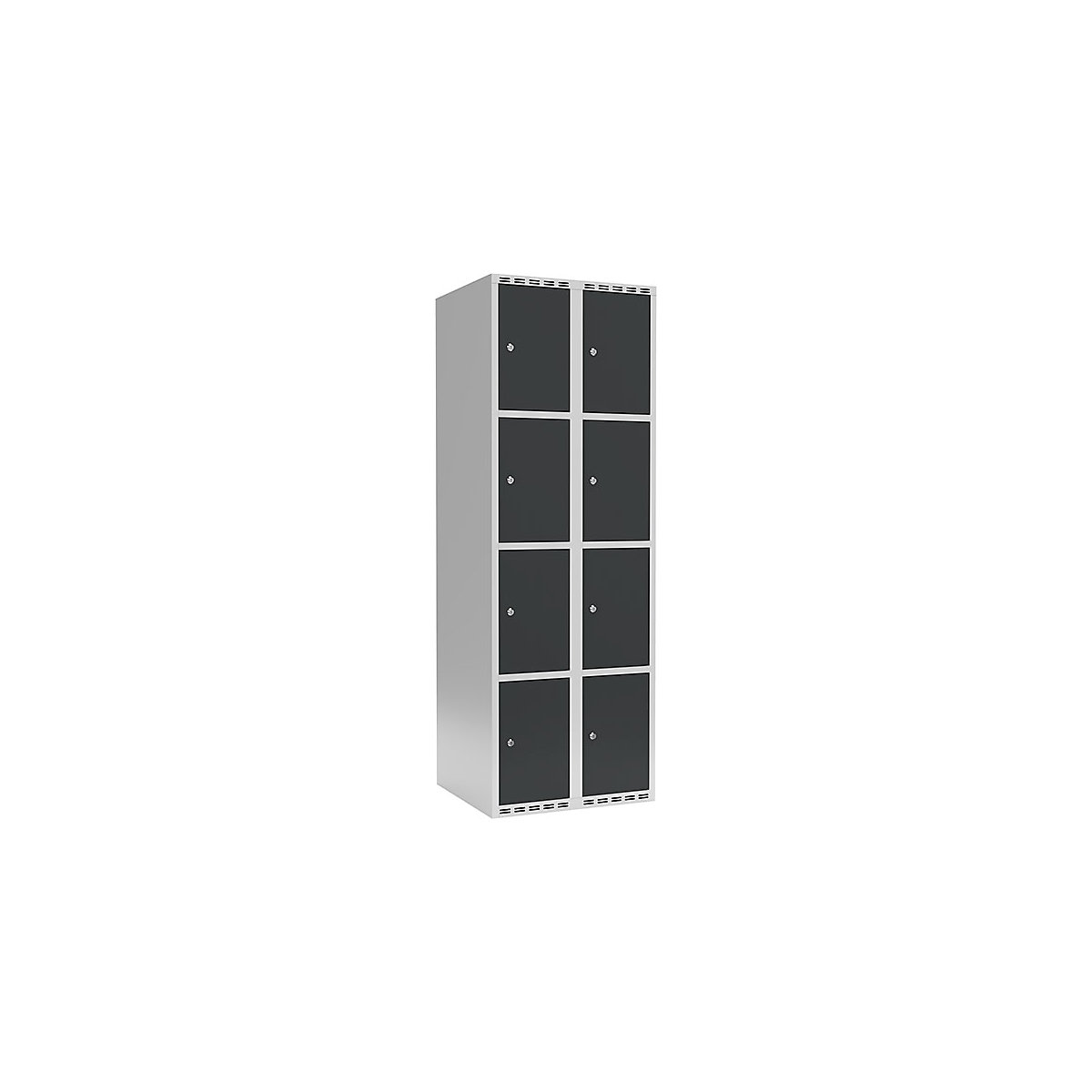 Armadietto a 4 scomparti Fydor, 2 scomparti, grigio chiaro / grigio, largh. 600 mm, 2 scomparti, tetto piatto, serratura a cilindro-0