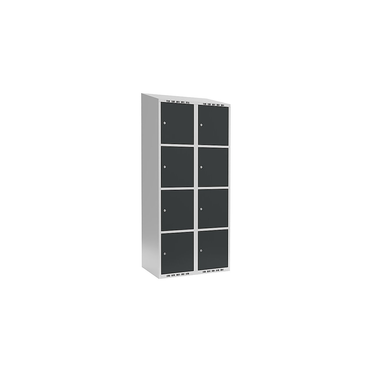 Armadietto a 4 scomparti Fydor, 2 scomparti, grigio chiaro / grigio, largh. 800 mm, 2 scomparti, tetto inclinato, serratura a cilindro-0