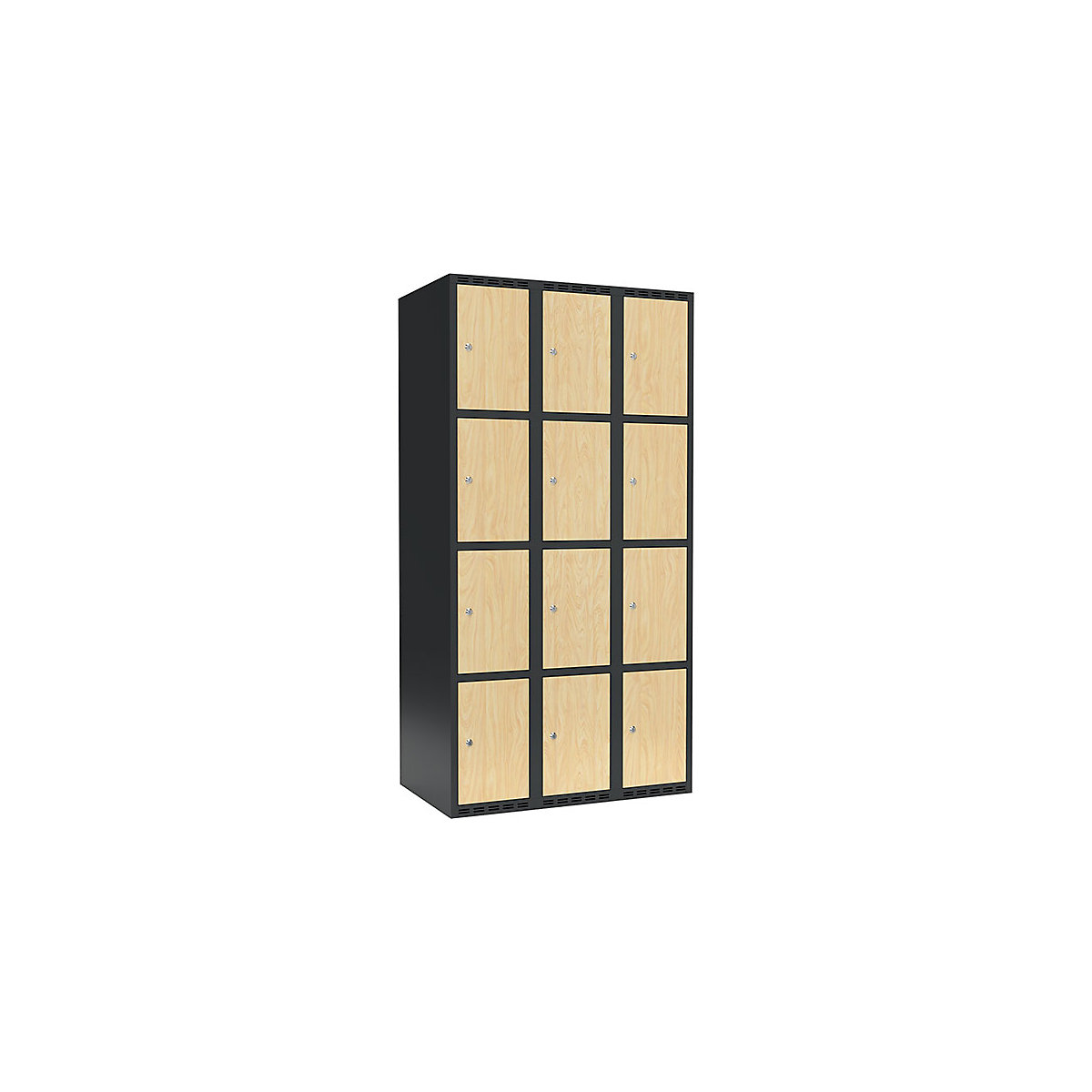 Armadietto a 4 scomparti Fydor, 3 scomparti, grigio / betulla, largh. 900 mm, 3 scomparti, tetto piatto, serratura a cilindro-0
