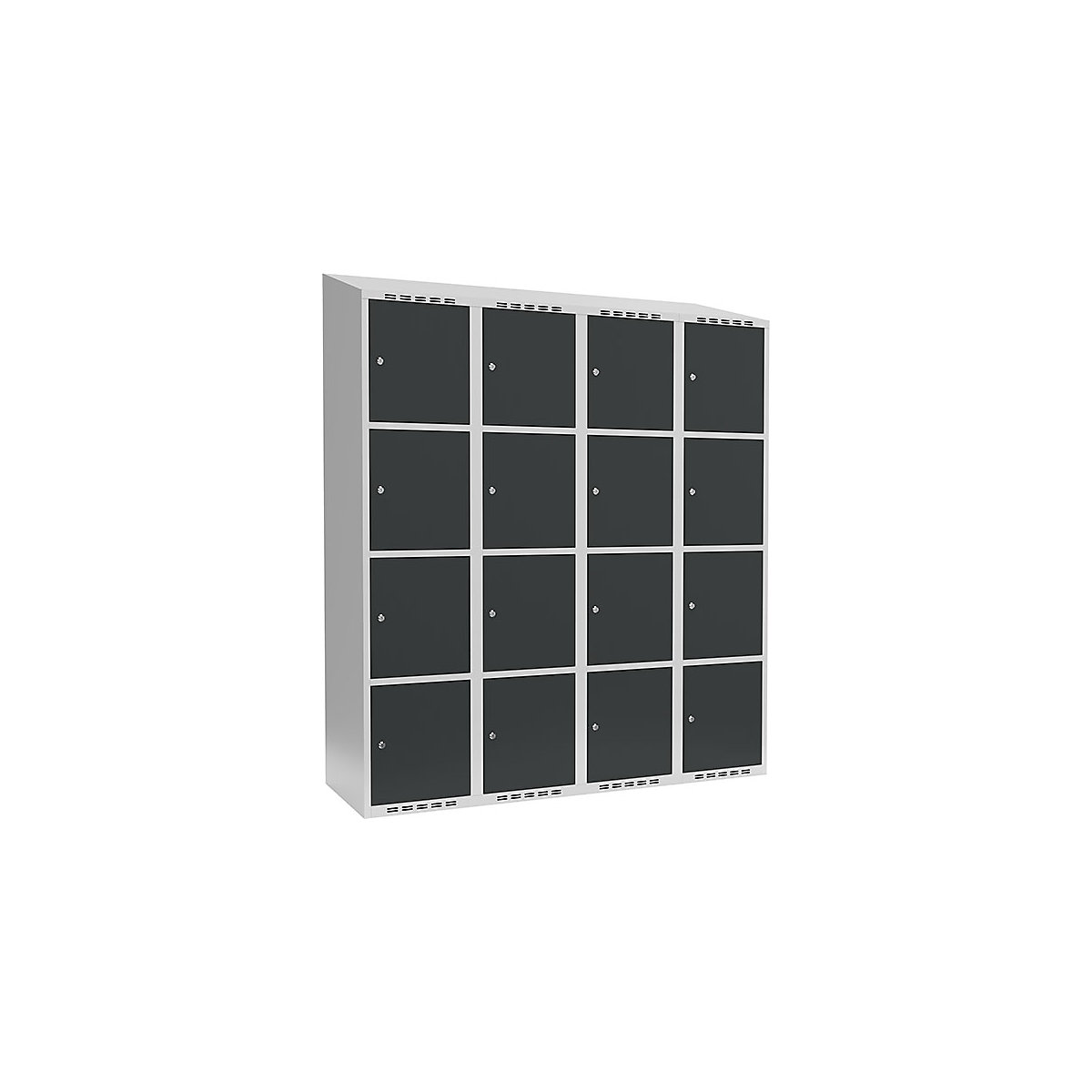 Armadietto a 4 scomparti Fydor, 4 scomparti, grigio chiaro / grigio, largh. 1200 mm, 4 scomparti, tetto inclinato, serratura a cilindro-0
