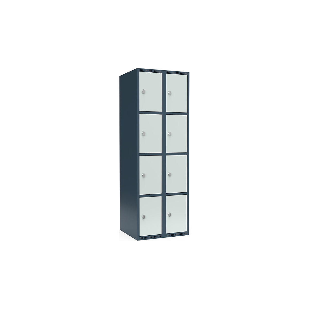 Armadietto a 4 scomparti Fydor, 2 scomparti, grigio-azzurro / grigio chiaro, largh. 600 mm, 2 scomparti, tetto piatto, lucchetto-0