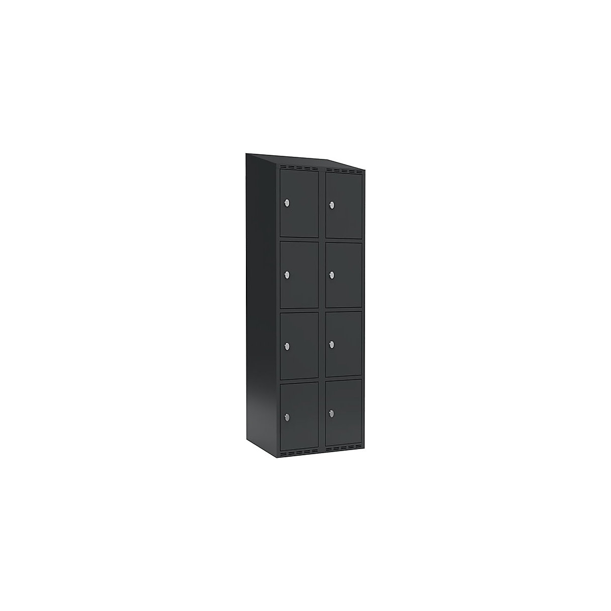 Armadietto a 4 scomparti Fydor, 2 scomparti, grigio, largh. 600 mm, 2 scomparti, tetto inclinato, lucchetto-0