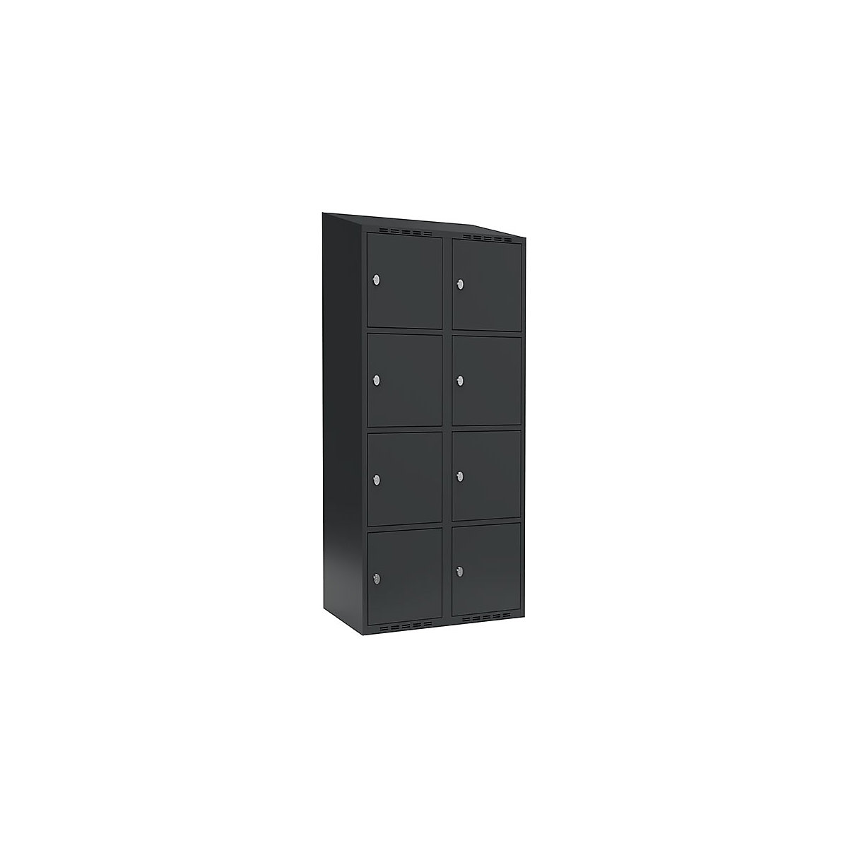 Armadietto a 4 scomparti Fydor, 2 scomparti, grigio, largh. 800 mm, 2 scomparti, tetto inclinato, lucchetto-0