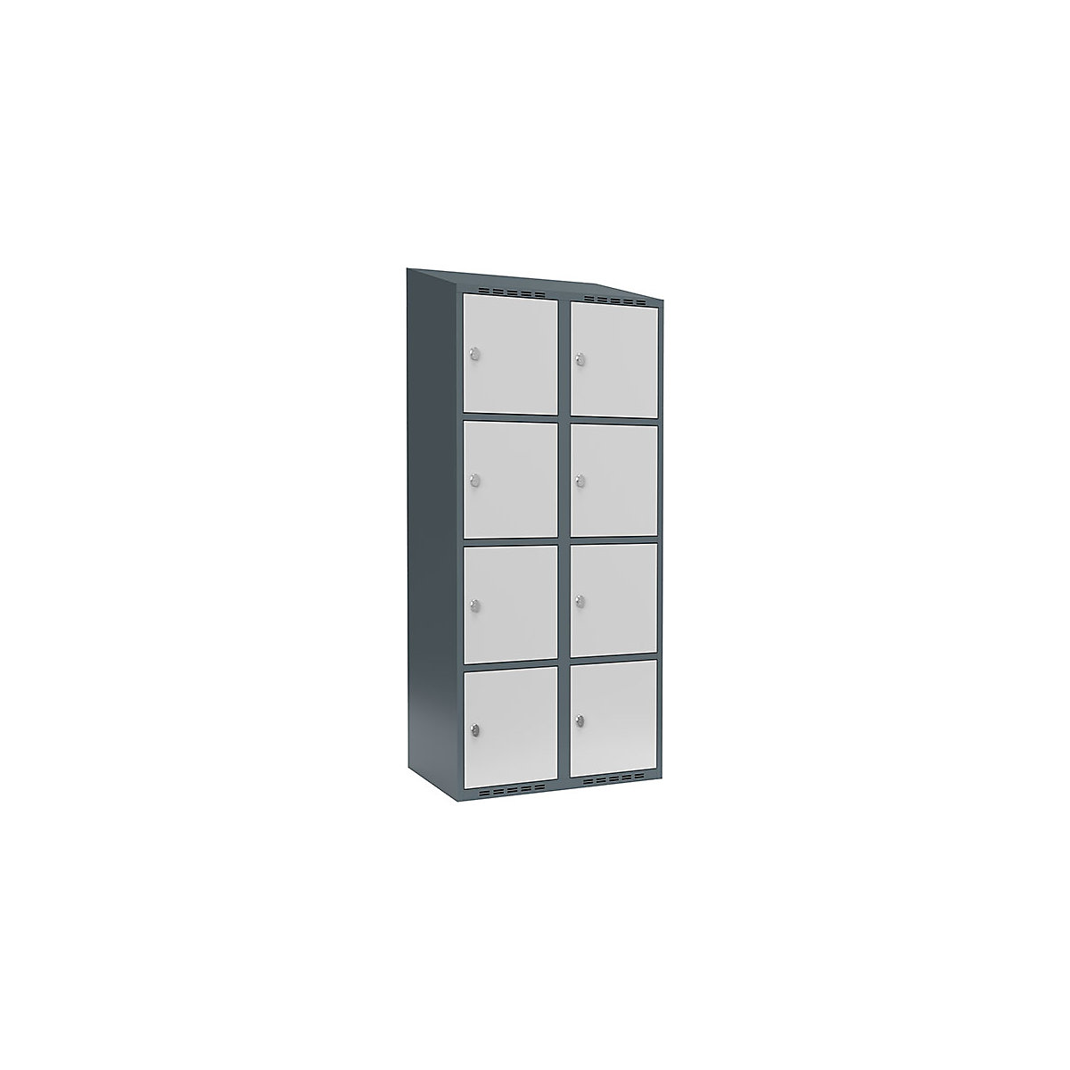 Armadietto a 4 scomparti Fydor, 2 scomparti, grigio-azzurro / grigio chiaro, largh. 800 mm, 2 scomparti, tetto inclinato, lucchetto-0