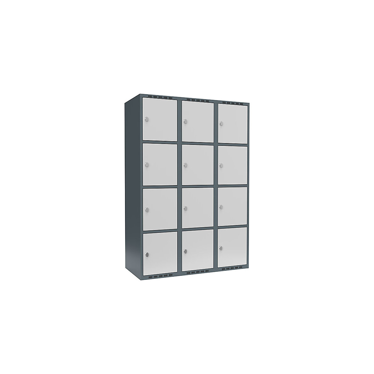 Armadietto a 4 scomparti Fydor, 3 scomparti, grigio-azzurro / grigio chiaro, largh. 1200 mm, 3 scomparti, tetto piatto, lucchetto-0