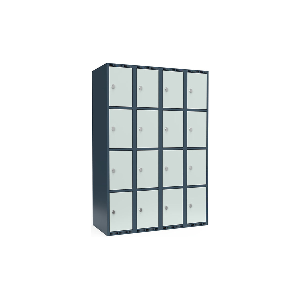 Armadietto a 4 scomparti Fydor, 4 scomparti, grigio-azzurro / grigio chiaro, largh. 1200 mm, 4 scomparti, tetto piatto, lucchetto-0