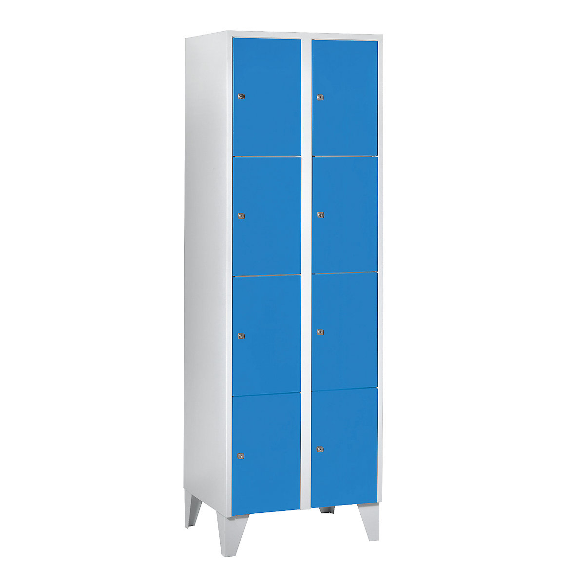 Armadietto a 4 scomparti München – Wolf, 2 scomparti, grigio chiaro / blu chiaro, largh. 600 mm, con piedini-0