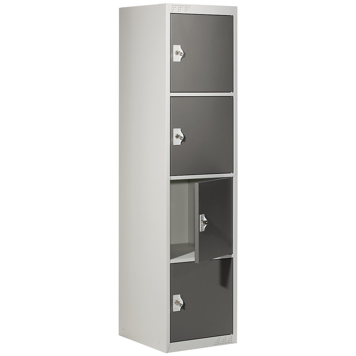 Armadietto a 4 scomparti Venlo – eurokraft basic, 1 scomparto, grigio chiaro / grigio basalto, larghezza 450 mm, elemento di base, serratura a cilindro-0
