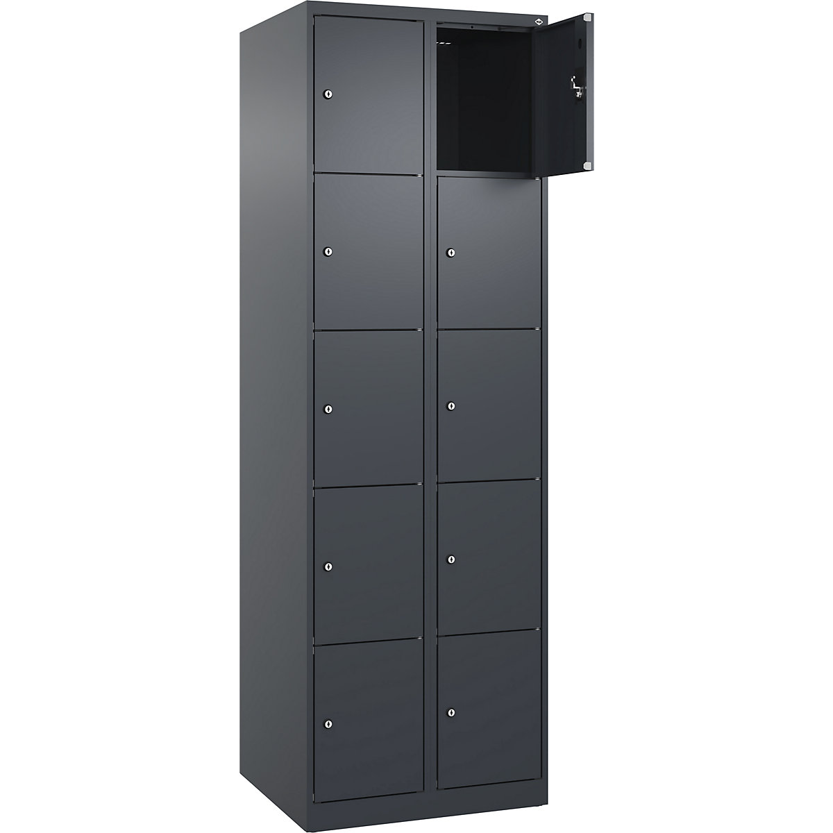 Armadietto a 5 piani Evolo PLUS, 2 scomparti, grigio, largh. 600 mm, 10 vani, con piedini a pavimento, serratura a cilindro-0