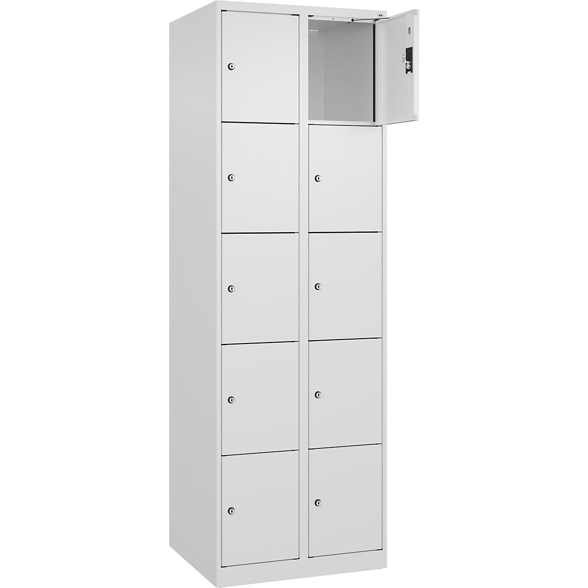 Armadietto a 5 piani Evolo PLUS, 2 scomparti, bianco, largh. 600 mm, 10 vani, con piedini a pavimento, serratura a cilindro-0