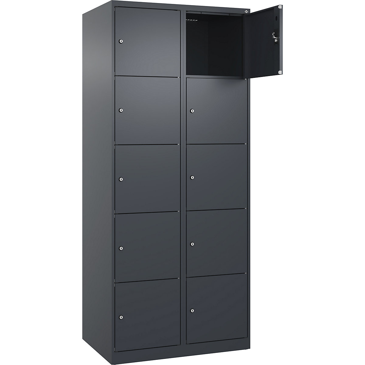 Armadietto a 5 piani Evolo PLUS, 2 scomparti, grigio, largh. 800 mm, 10 vani, con piedini a pavimento, serratura a cilindro-0