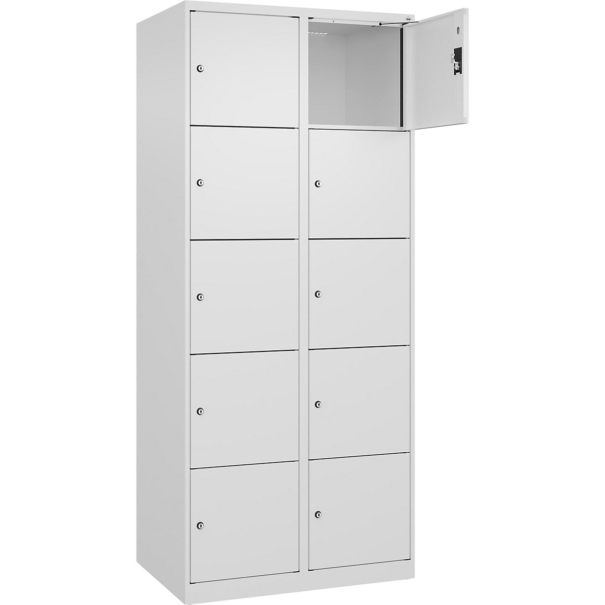 Armadietto a 5 piani Evolo PLUS, 2 scomparti, bianco, largh. 800 mm, 10 vani, con piedini a pavimento, serratura a cilindro-0