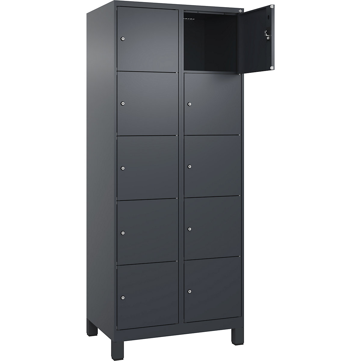 Armadietto a 5 piani Evolo PLUS, 2 scomparti, grigio, largh. 800 mm, 10 vani, con piedini larghi, serratura a cilindro-0