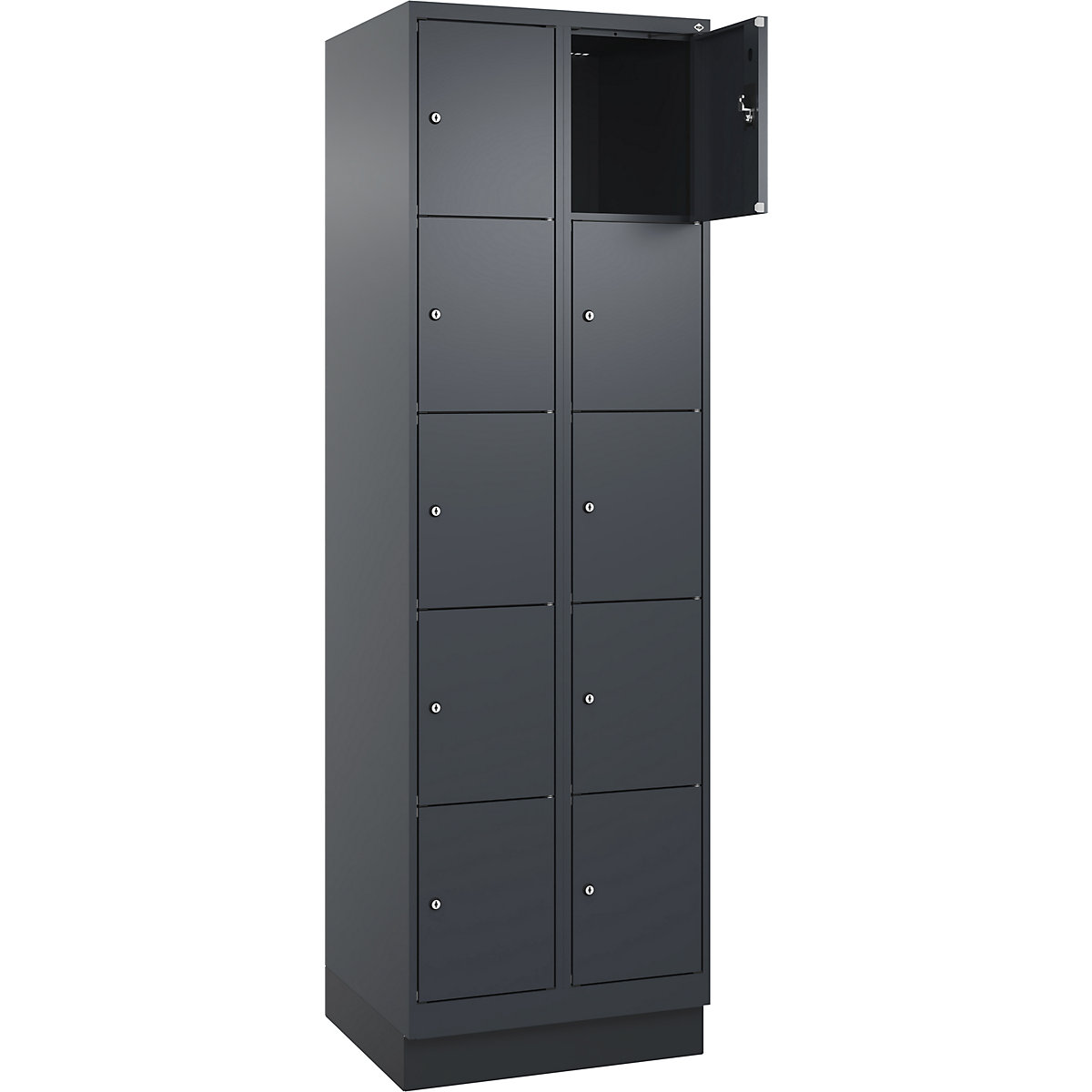Armadietto a 5 piani Evolo PLUS, 2 scomparti, grigio, largh. 600 mm, 10 vani, con zoccolino, serratura a cilindro-0