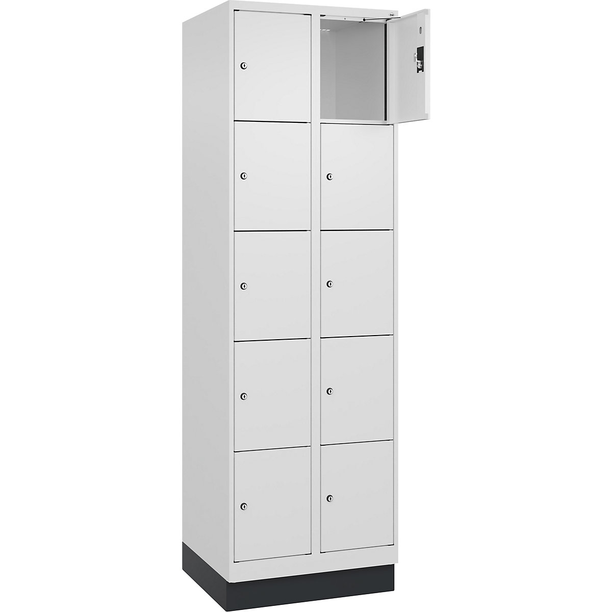 Armadietto a 5 piani Evolo PLUS, 2 scomparti, bianco, largh. 600 mm, 10 vani, con zoccolino, serratura a cilindro-0