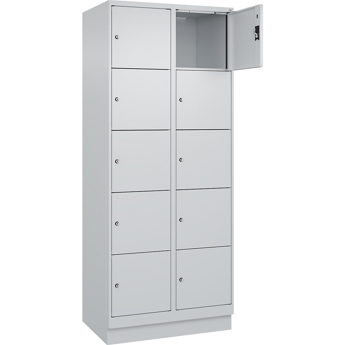 Armadietto a 5 piani Evolo PLUS, 2 scomparti, grigio chiaro, largh. 800 mm, 10 vani, con zoccolino, serratura a cilindro-0