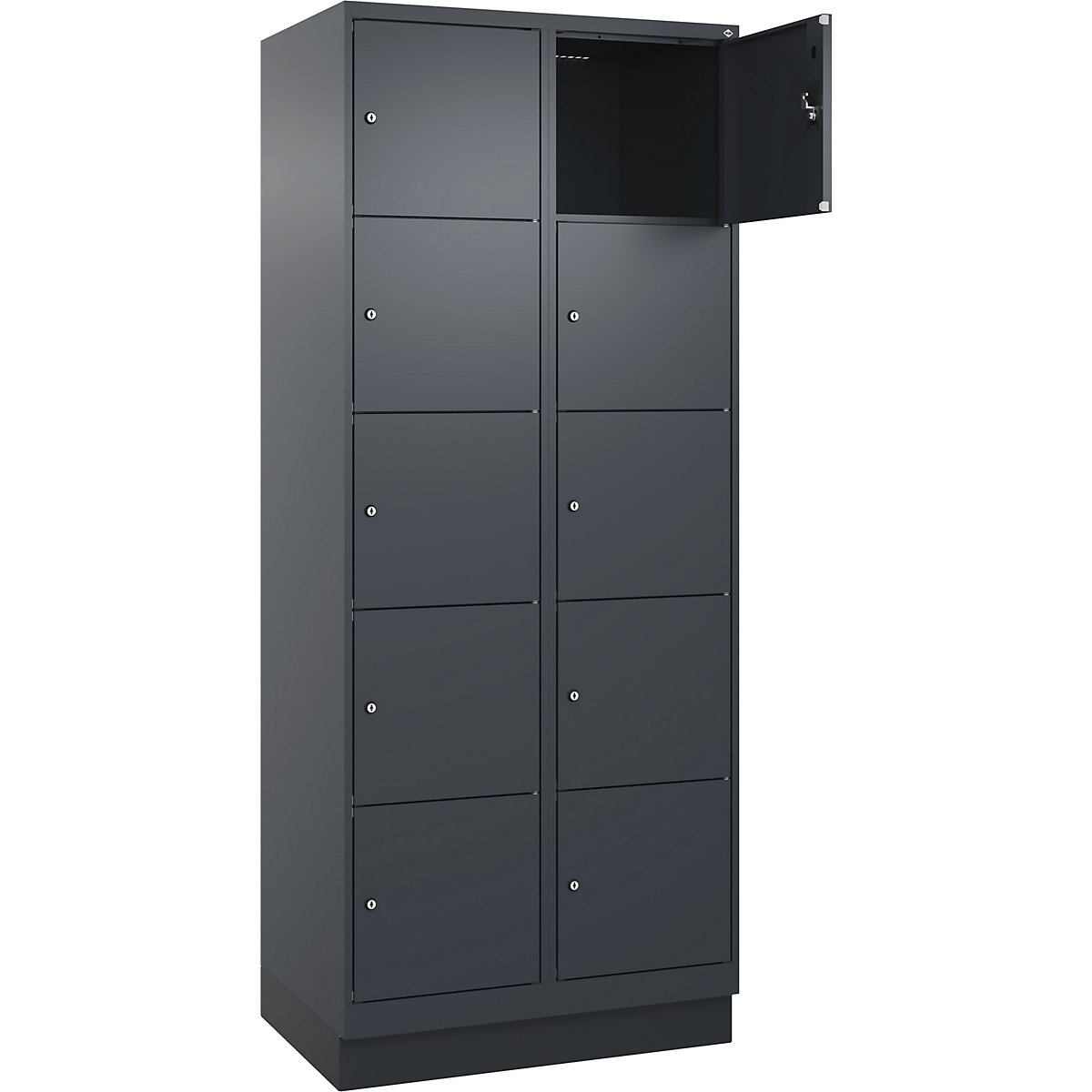 Armadietto a 5 piani Evolo PLUS, 2 scomparti, grigio, largh. 800 mm, 10 vani, con zoccolino, serratura a cilindro-0