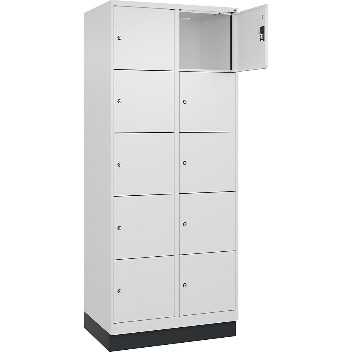 Armadietto a 5 piani Evolo PLUS, 2 scomparti, bianco, largh. 800 mm, 10 vani, con zoccolino, serratura a cilindro-0