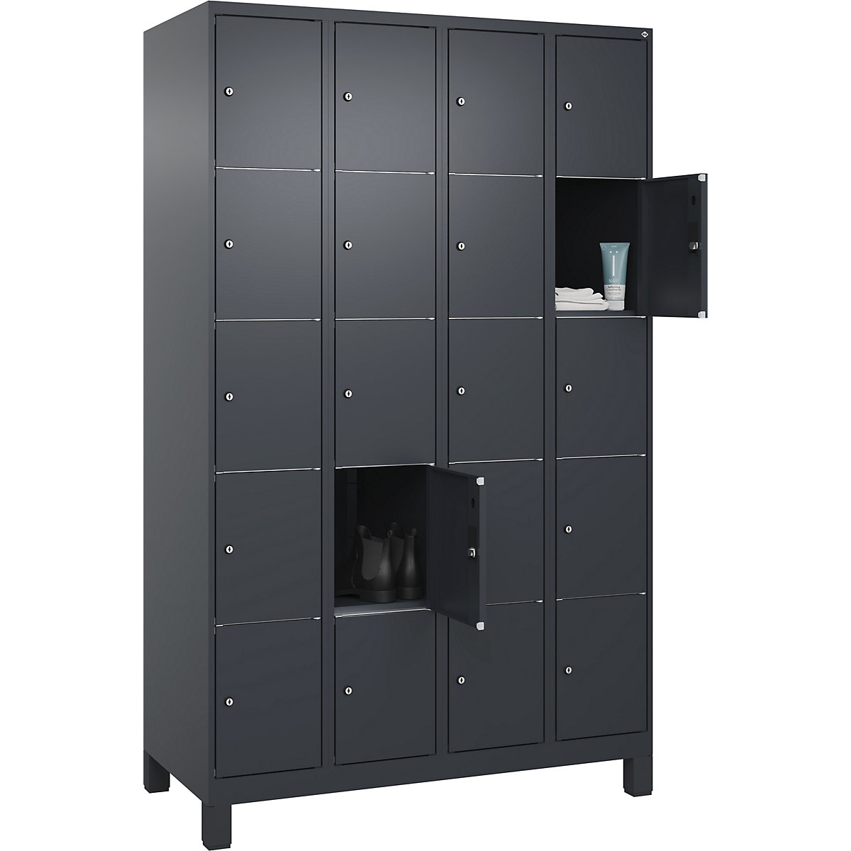 Armadietto a 5 scomparti Classic PLUS – C+P, 4 scomparti, grigio, largh. 1200 mm, 20 scomparti, con piedini-0