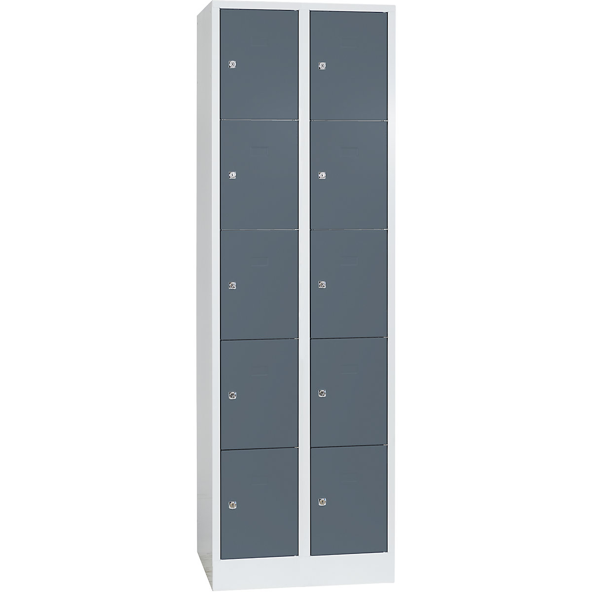 Armadietto a 5 scomparti Dresden – Wolf, 2 scomparti, grigio chiaro / grigio basalto, largh. 600 mm, con zoccolino-0