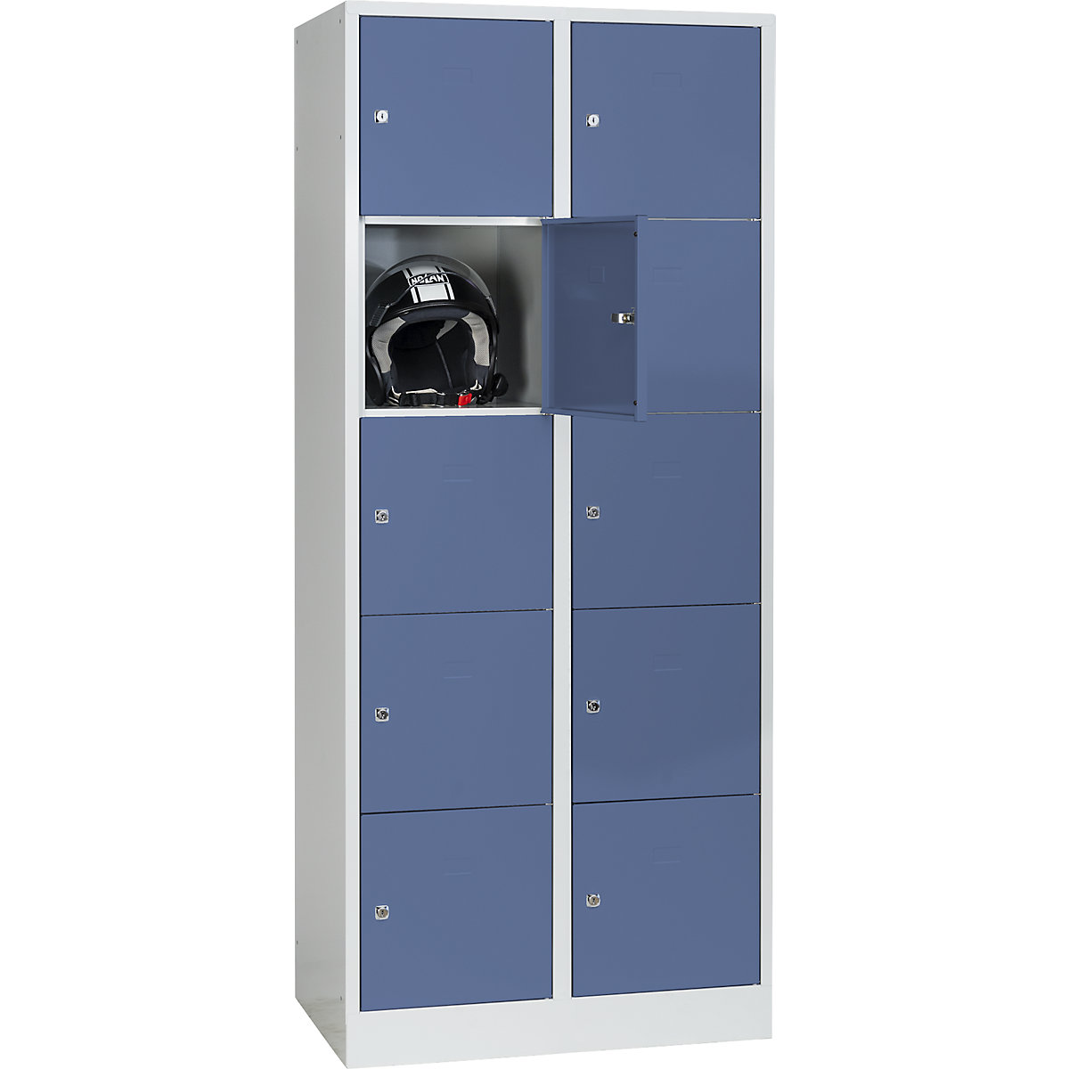 Armadietto a 5 scomparti Dresden – Wolf, 2 scomparti, grigio chiaro / blu colomba, largh. 800 mm, con zoccolino-0