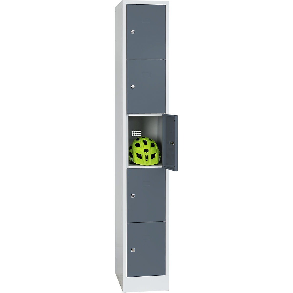 Armadietto a 5 scomparti Dresden – Wolf, 1 scomparto, grigio chiaro / grigio basalto, largh. 300 mm, con zoccolino-0