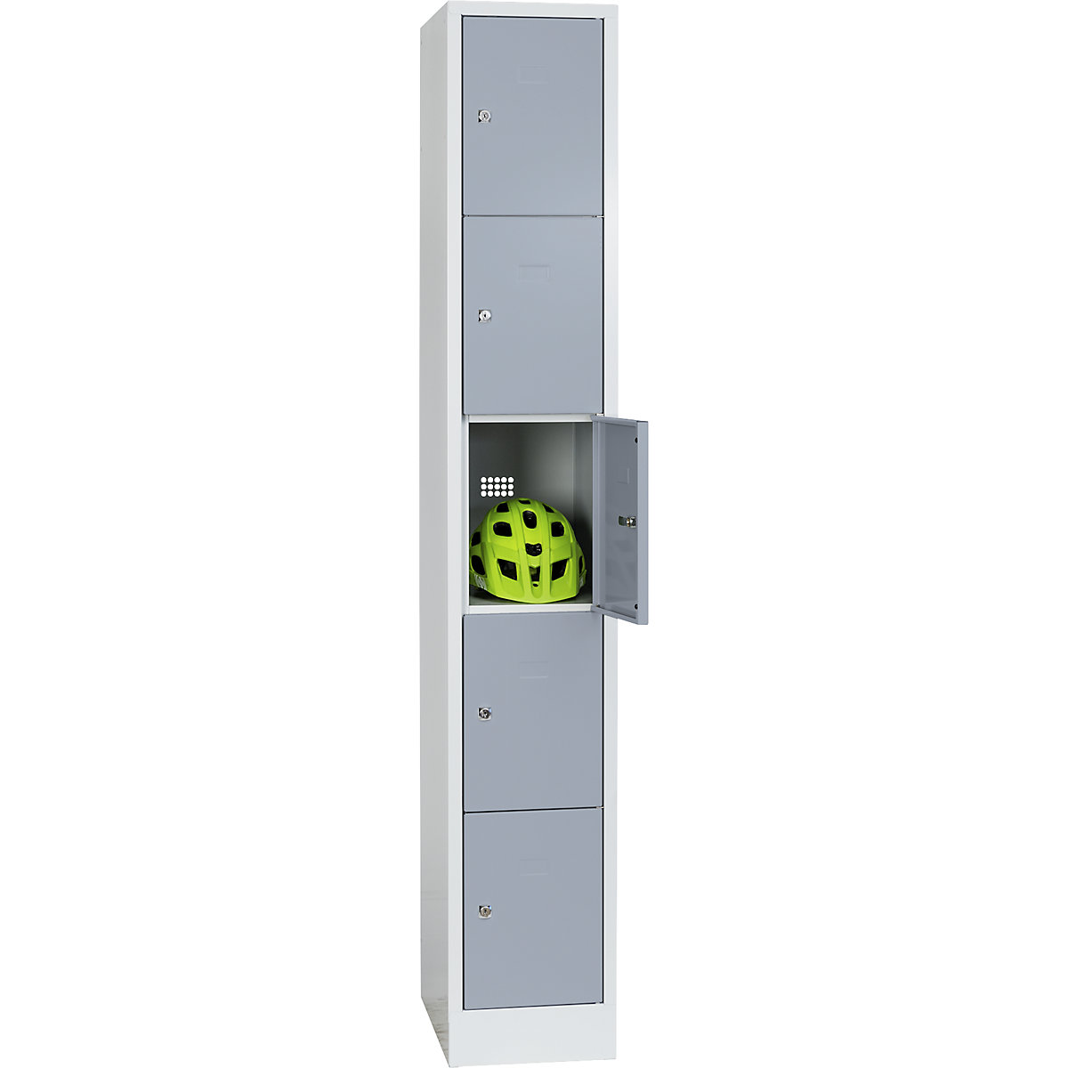 Armadietto a 5 scomparti Dresden – Wolf, 1 scomparto, grigio chiaro / grigio argento, largh. 300 mm, con zoccolino-0
