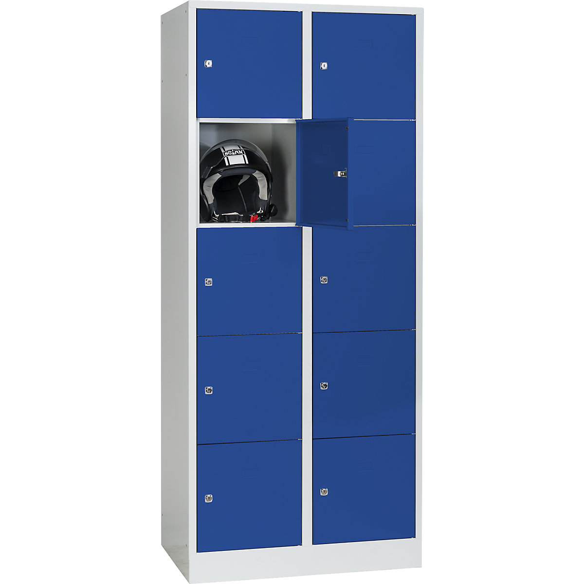 Armadietto a 5 scomparti Dresden – Wolf, 2 scomparti, grigio chiaro / blu genziana, largh. 800 mm, con zoccolino-0