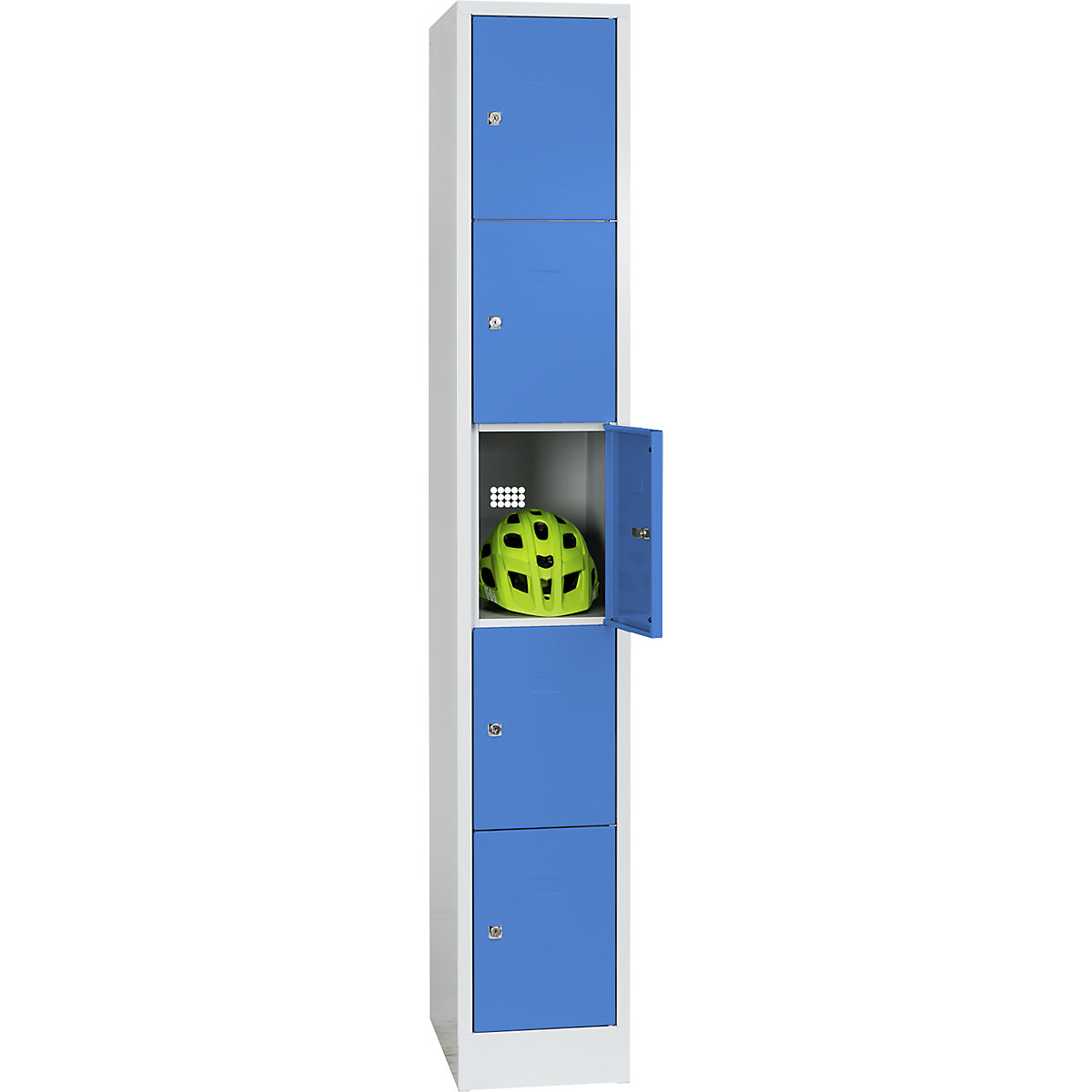 Armadietto a 5 scomparti Dresden – Wolf, 1 scomparto, grigio chiaro / blu chiaro, largh. 300 mm, con zoccolino-0