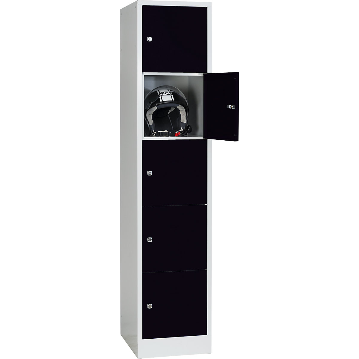 Armadietto a 5 scomparti Dresden – Wolf, 1 scomparto, grigio chiaro / nero notte, largh. 400 mm, con zoccolino-0