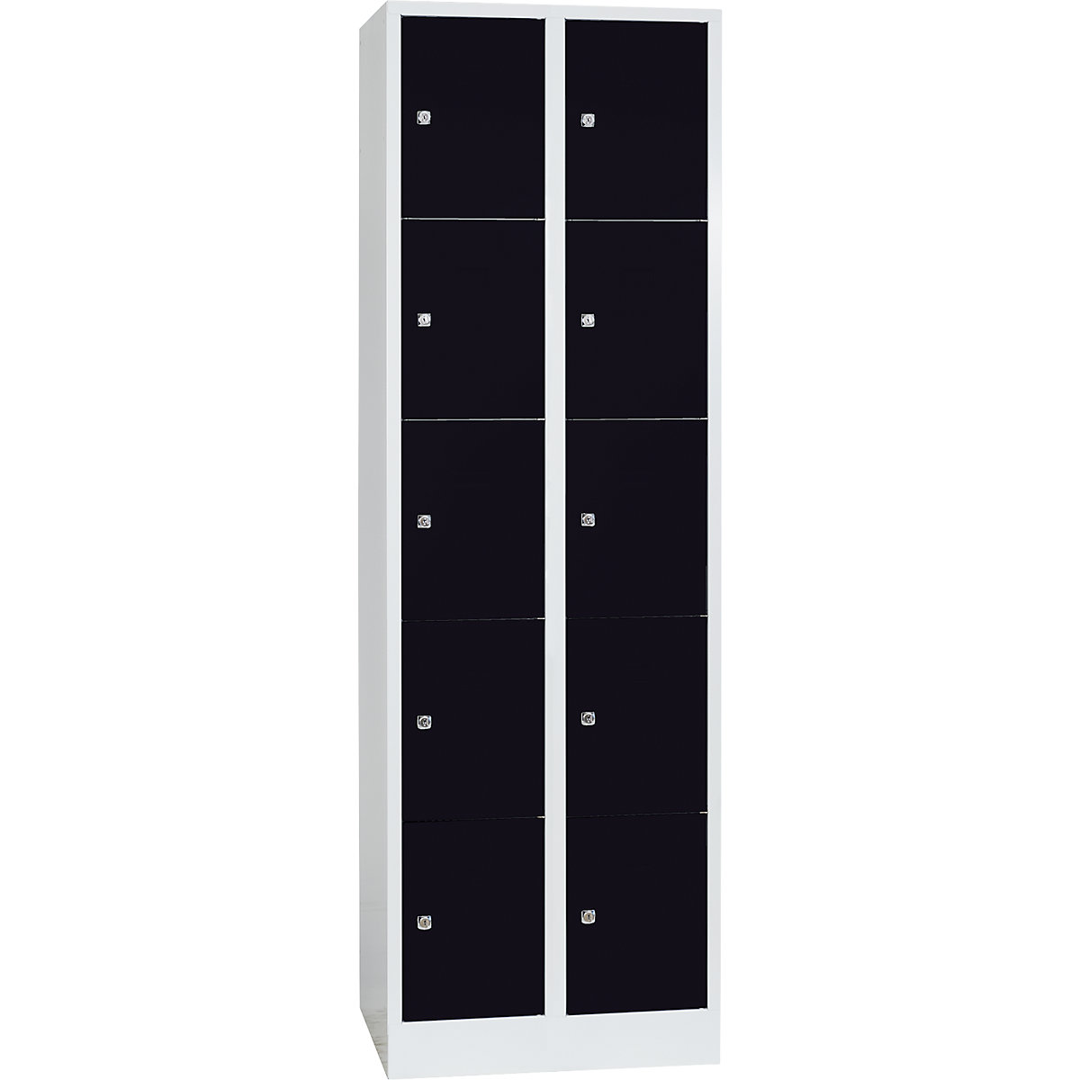 Armadietto a 5 scomparti Dresden – Wolf, 2 scomparti, grigio chiaro / nero notte, largh. 600 mm, con zoccolino-0