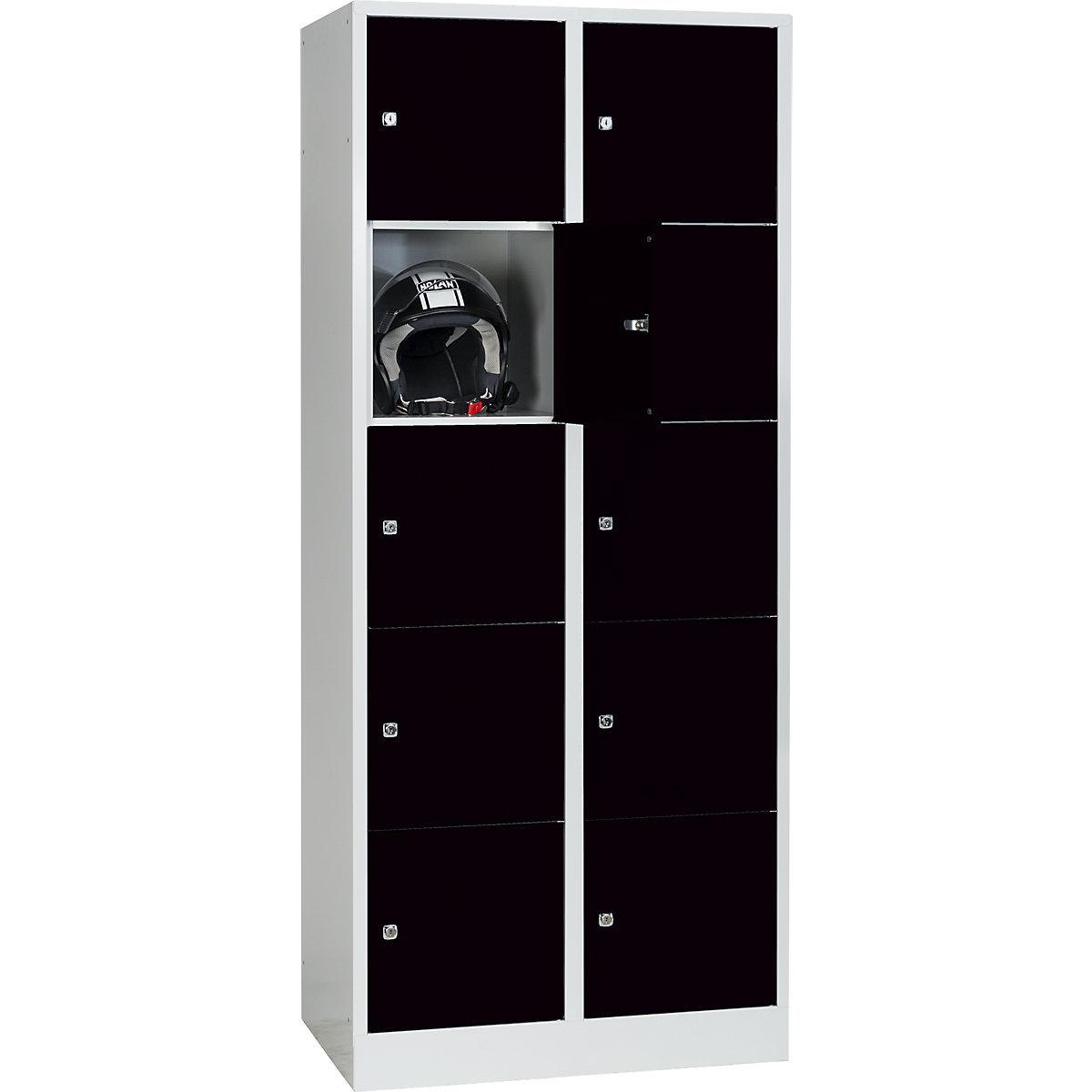 Armadietto a 5 scomparti Dresden – Wolf, 2 scomparti, grigio chiaro / nero notte, largh. 800 mm, con zoccolino-0