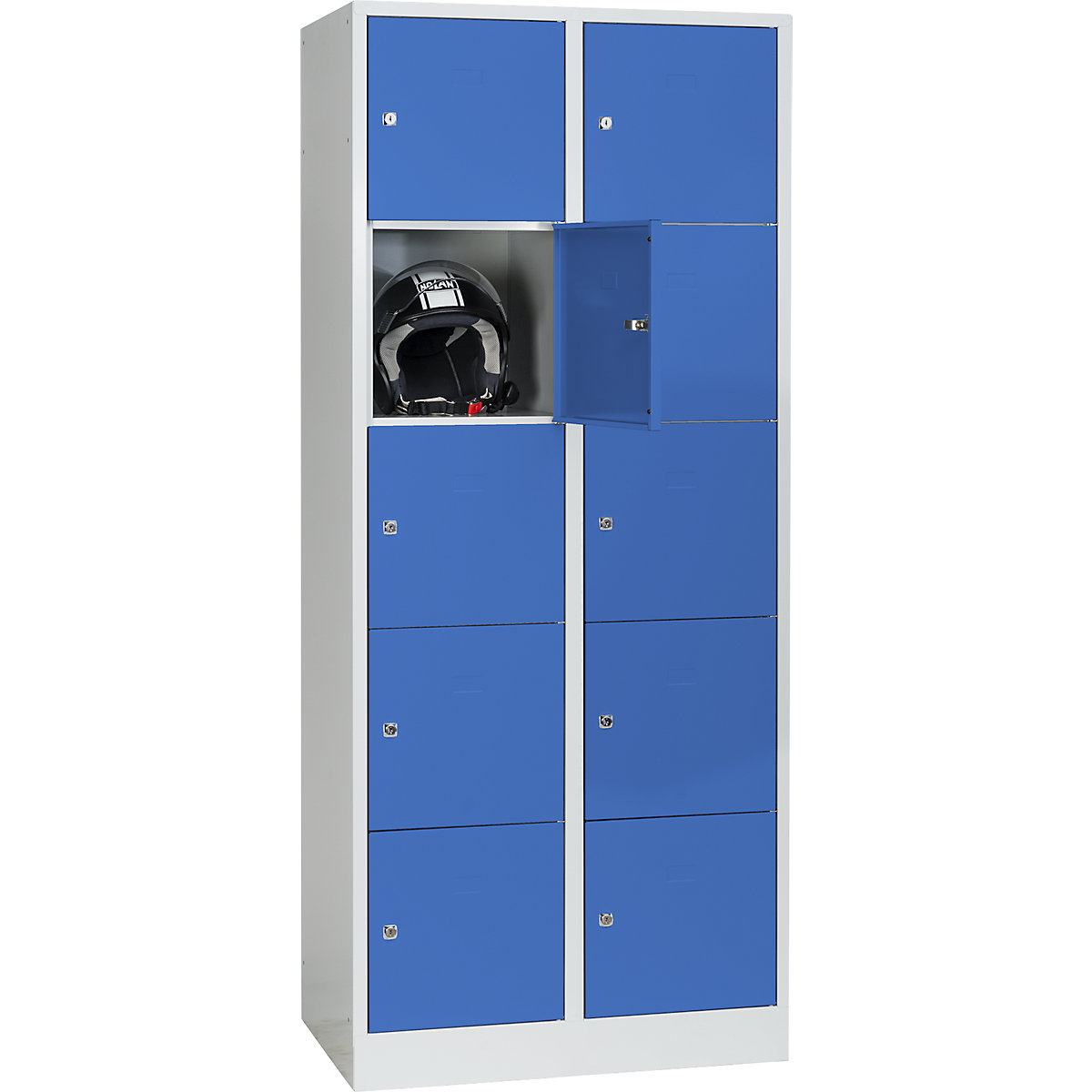 Armadietto a 5 scomparti Dresden – Wolf, 2 scomparti, grigio chiaro / blu chiaro, largh. 800 mm, con zoccolino-0