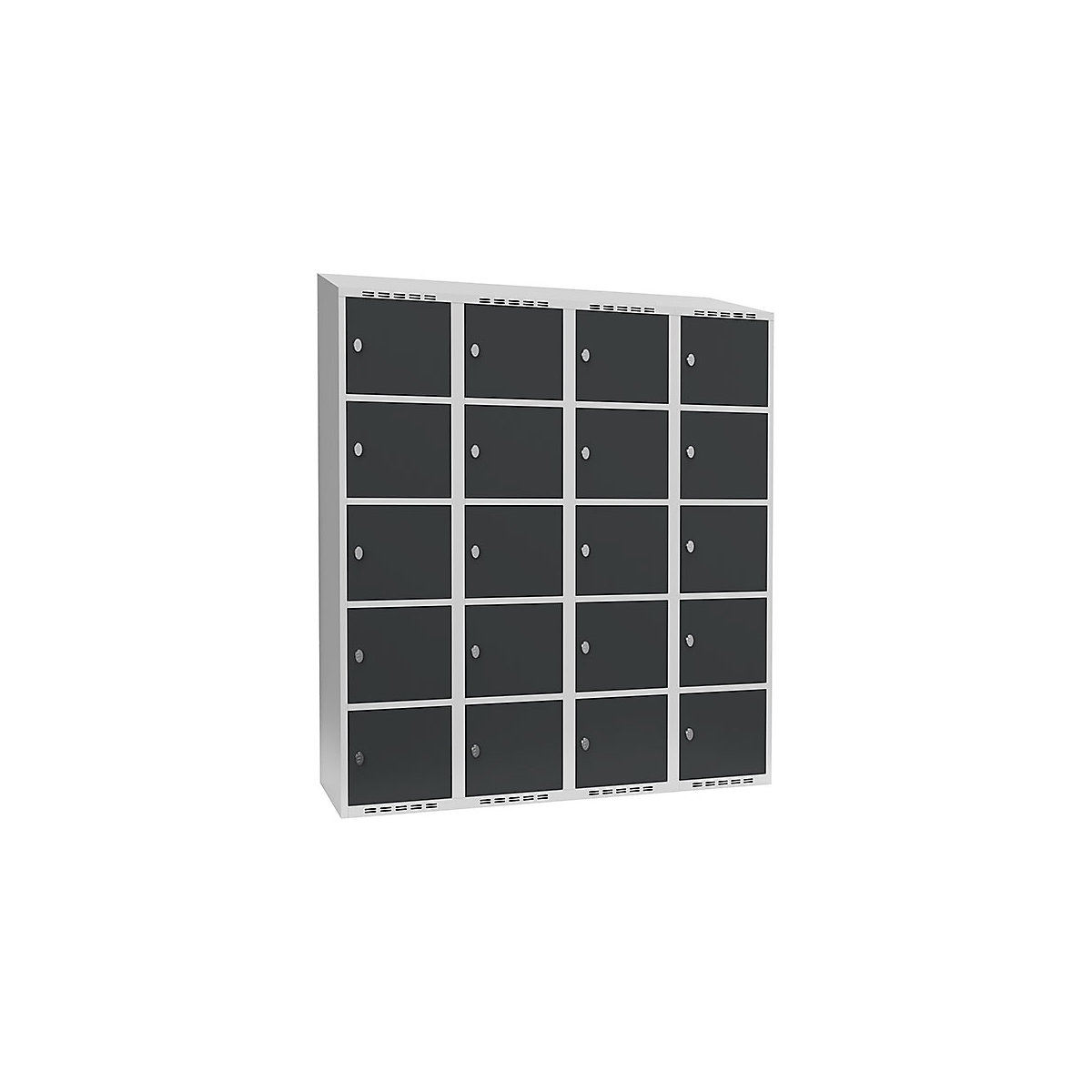 Armadietto a 5 scomparti Fydor, 4 scomparti, grigio chiaro / grigio, largh. 1200 mm, 4 scomparti, tetto inclinato, lucchetto-0