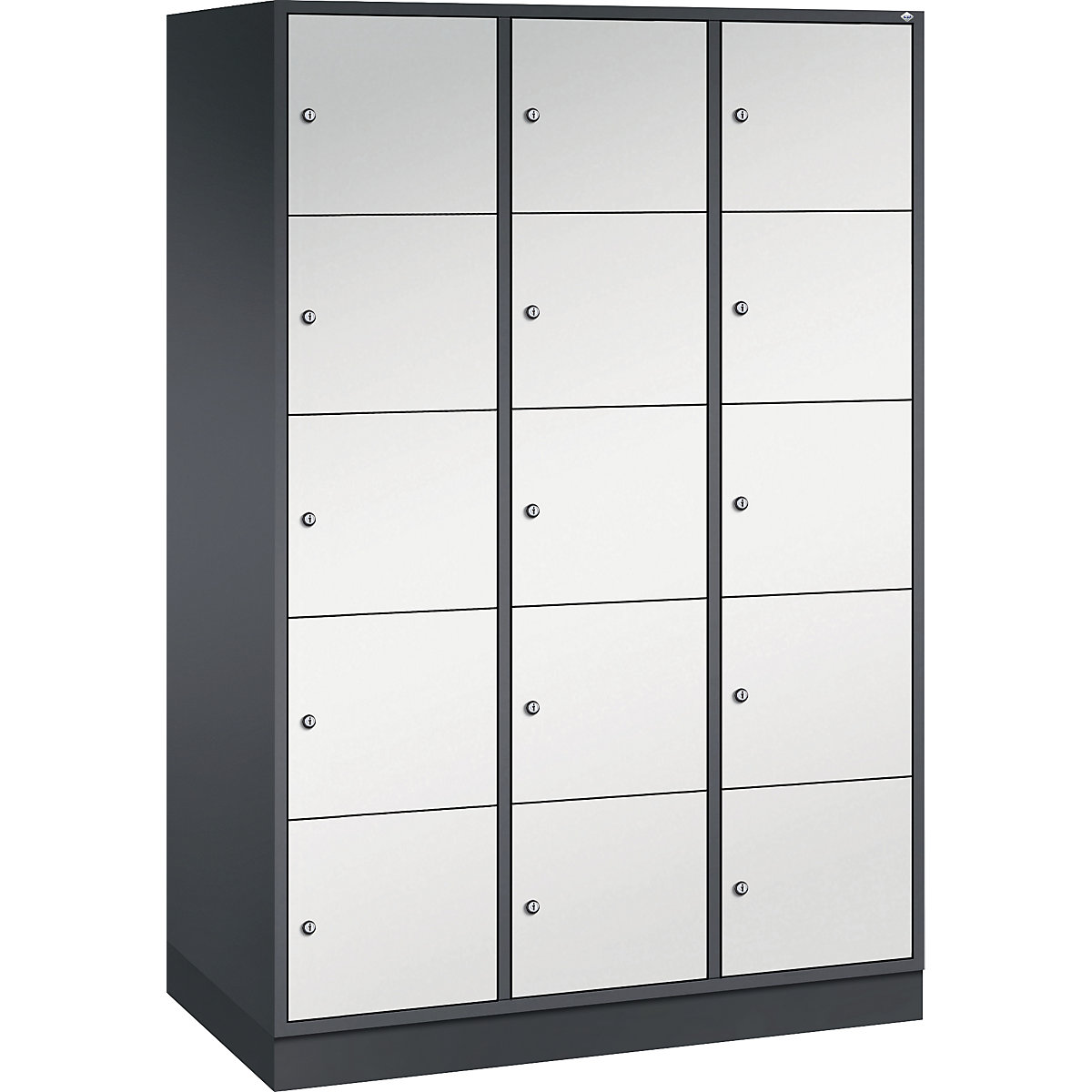 Armadietto a 5 scomparti Intro – C+P, 3 scomparti, grigio nerastro / grigio chiaro, largh. x prof. 1220 x 600 mm-0