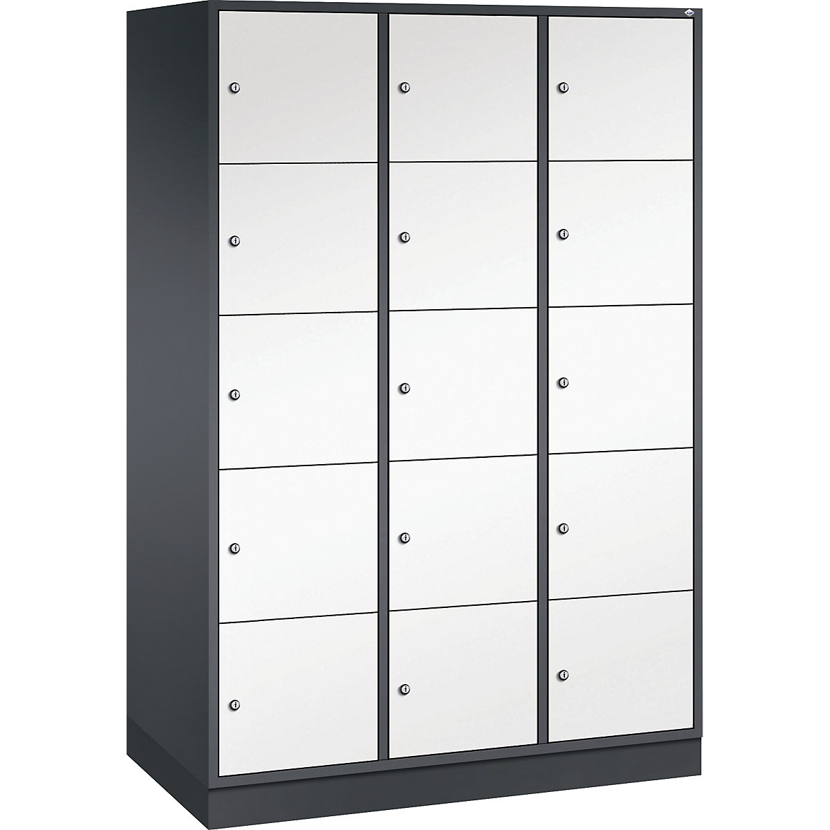Armadietto a 5 scomparti Intro – C+P, 3 scomparti, grigio nerastro / bianco puro, largh. x prof. 1220 x 600 mm-0
