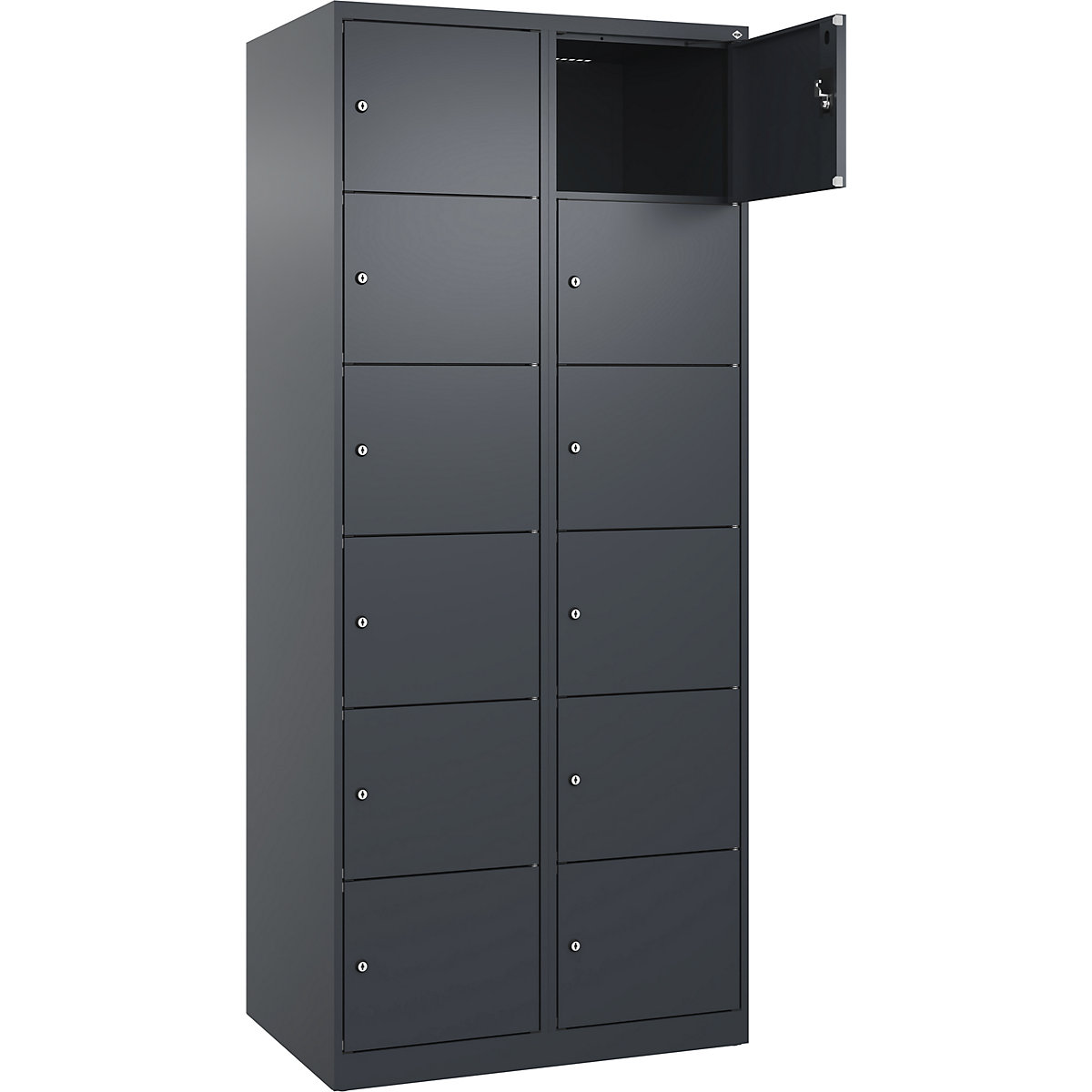 Armadietto a 6 piani Evolo PLUS, 2 scomparti, grigio, largh. 800 mm, 12 vani, con piedini a pavimento, serratura a cilindro-0