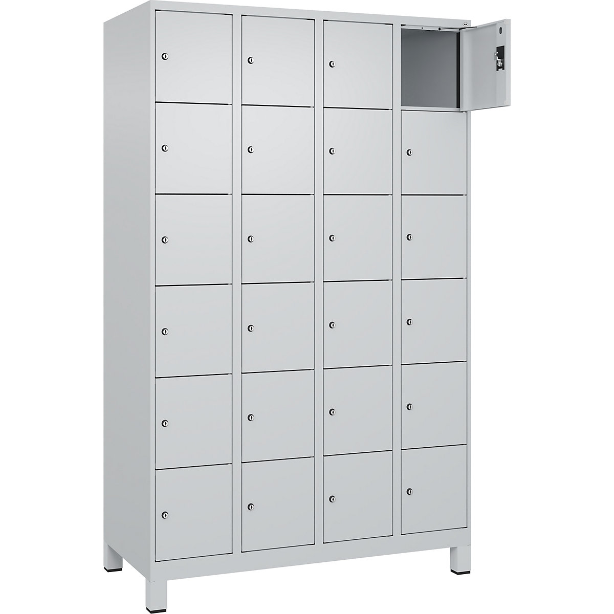 Armadietto a 6 piani Evolo PLUS, 4 scomparti, grigio chiaro, largh. 1200 mm, 24 vani, con piedini larghi, serratura a cilindro-0
