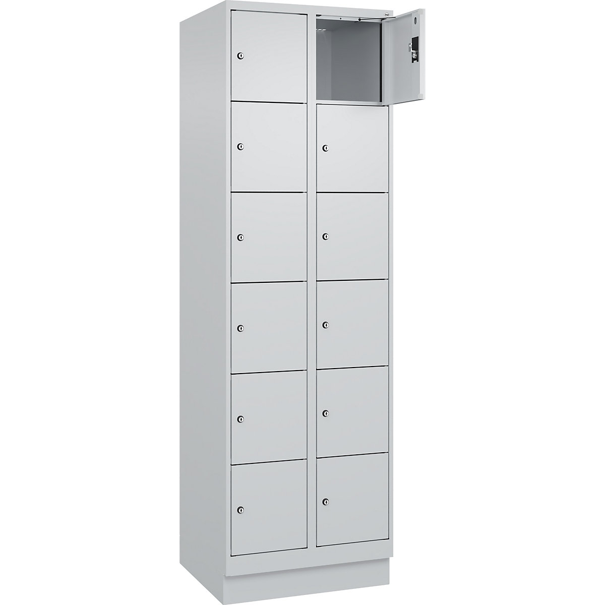 Armadietto a 6 piani Evolo PLUS, 2 scomparti, grigio chiaro, largh. 600 mm, 12 vani, con zoccolino, serratura a cilindro-0
