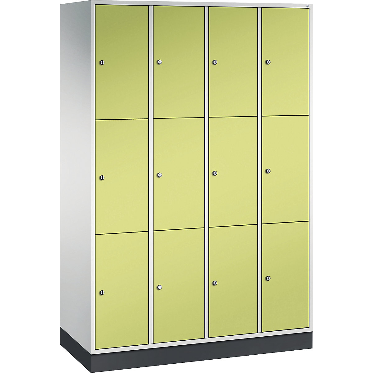 Armadietto a scomparti a 3 piani Intro – C+P, 4 scomparti, grigio chiaro / verdino, largh. x prof. 1220 x 500 mm-0