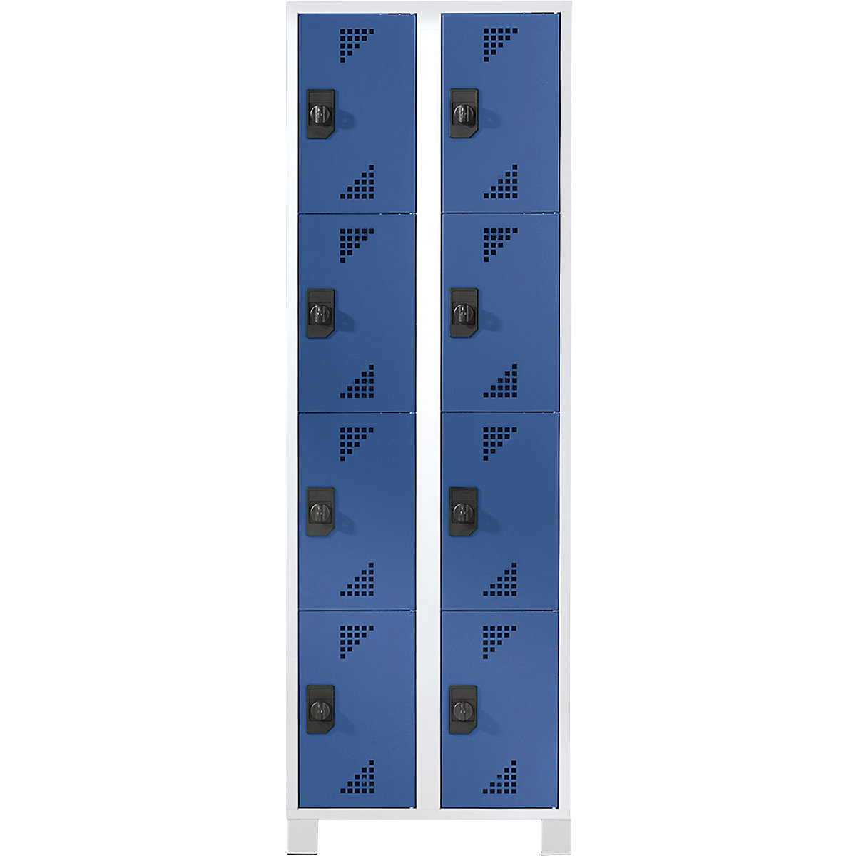 Armadietto a scomparti a 4 piani Bremen – eurokraft pro, 2 scomparti, grigio chiaro / blu brillante, larghezza 800 mm, 8 scomparti-0