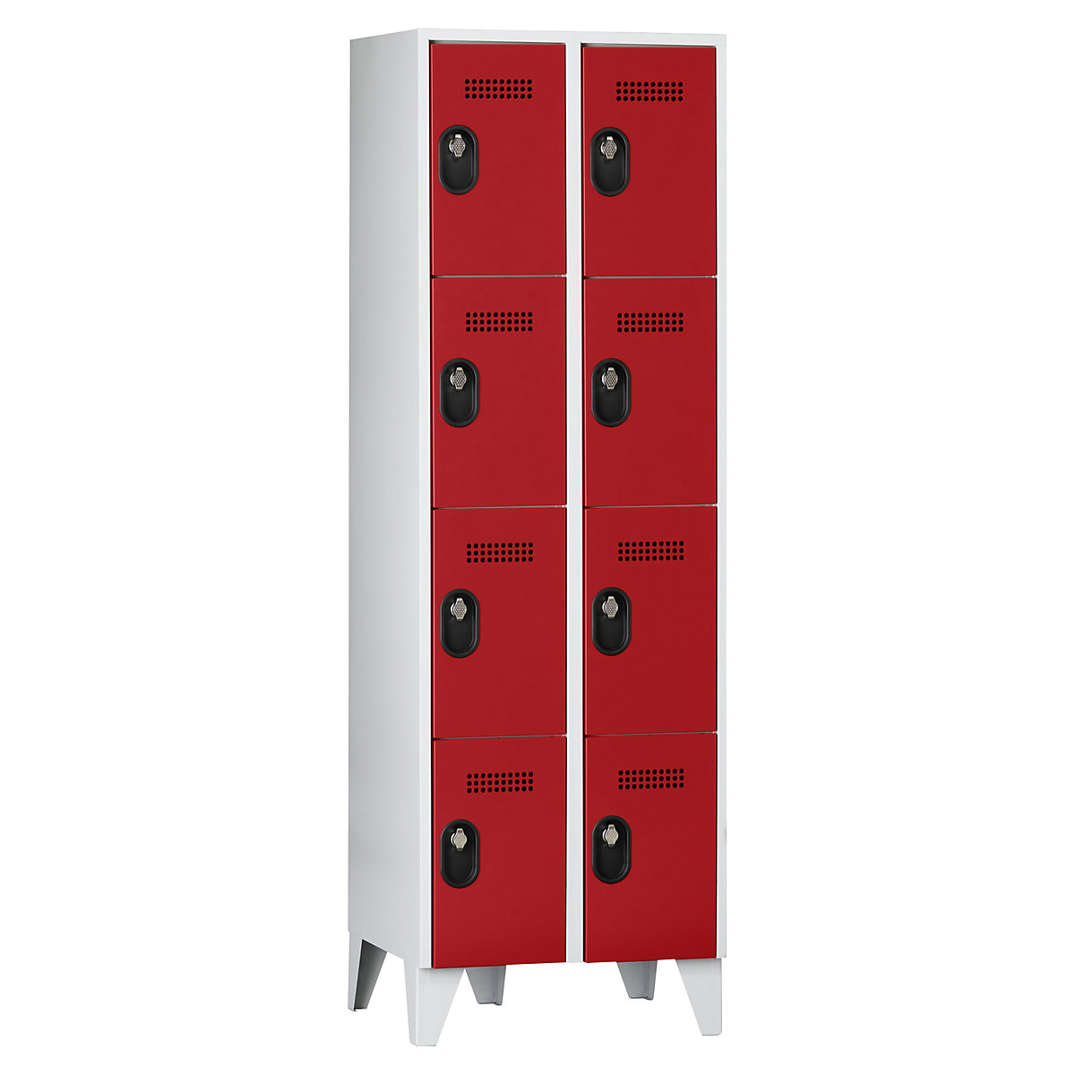 Armadietto a scomparti a 4 piani Köln – Wolf, 2 scomparti, grigio chiaro / rosso fuoco, 600 mm-0