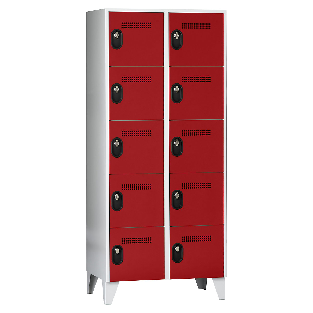 Armadietto a scomparti a 5 piani Köln – Wolf, 2 scomparti, grigio chiaro / rosso fuoco, 800 mm-0