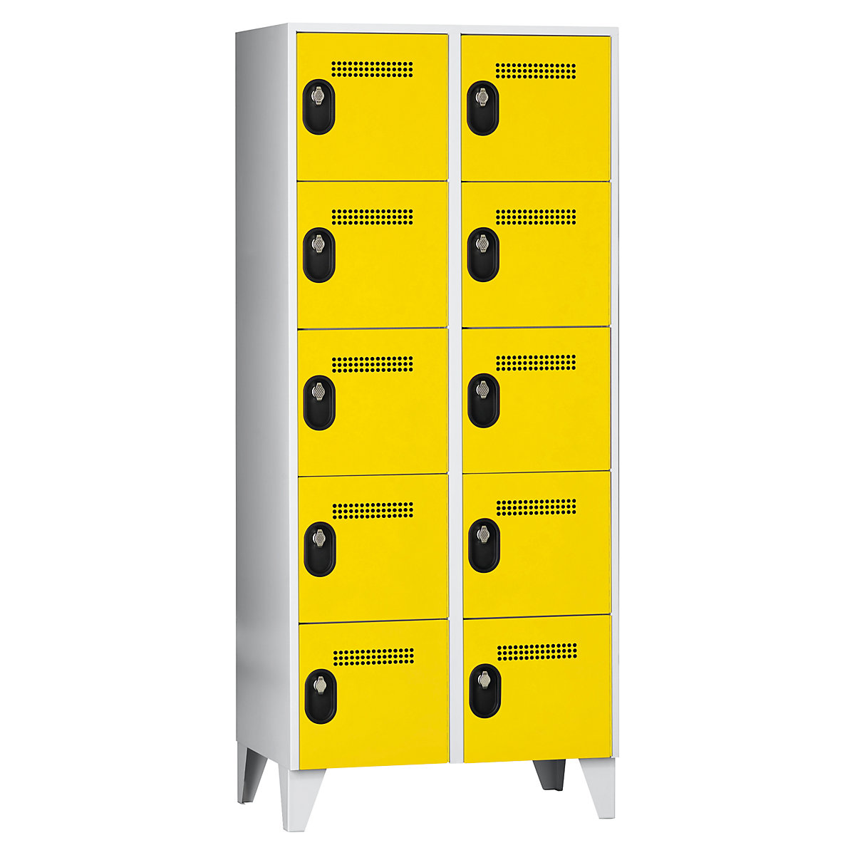 Armadietto a scomparti a 5 piani Köln – Wolf, 2 scomparti, grigio chiaro / giallo zinco, 800 mm-0