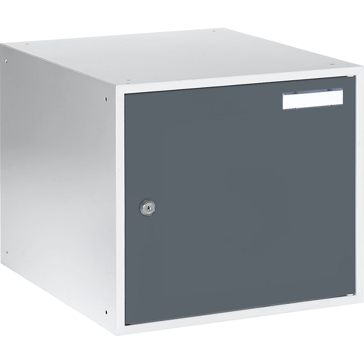 Armadietto con serratura – eurokraft basic, alt. x largh. x prof. 350 x 400 x 450 mm, anta in lamiera piena, grigio chiaro / grigio basalto-0