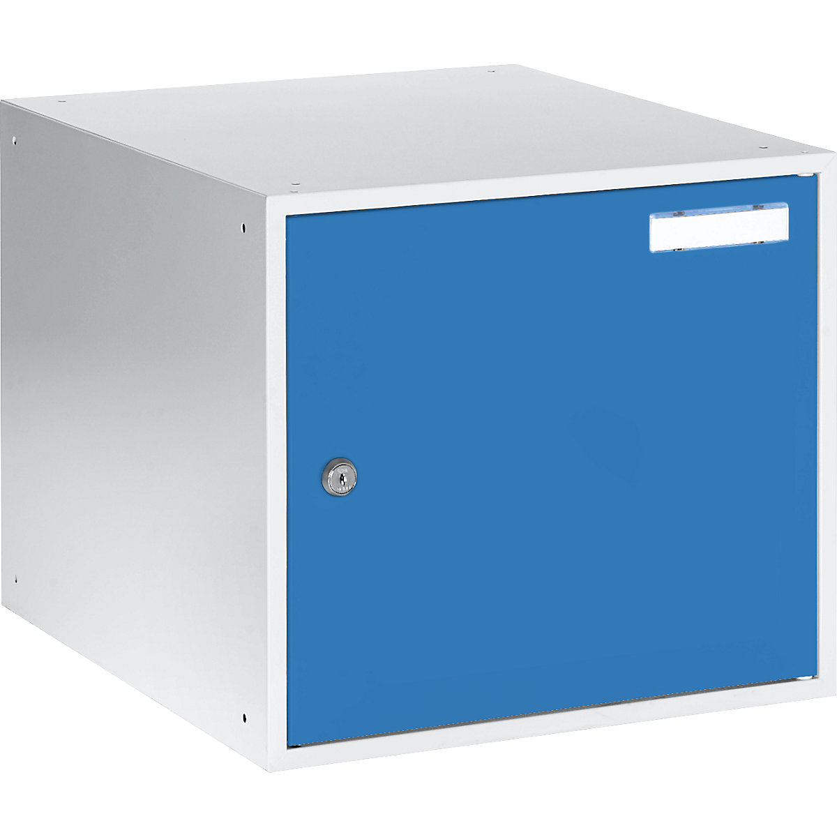 Armadietto con serratura – eurokraft basic, alt. x largh. x prof. 350 x 400 x 450 mm, anta in lamiera piena, grigio chiaro / blu chiaro-0