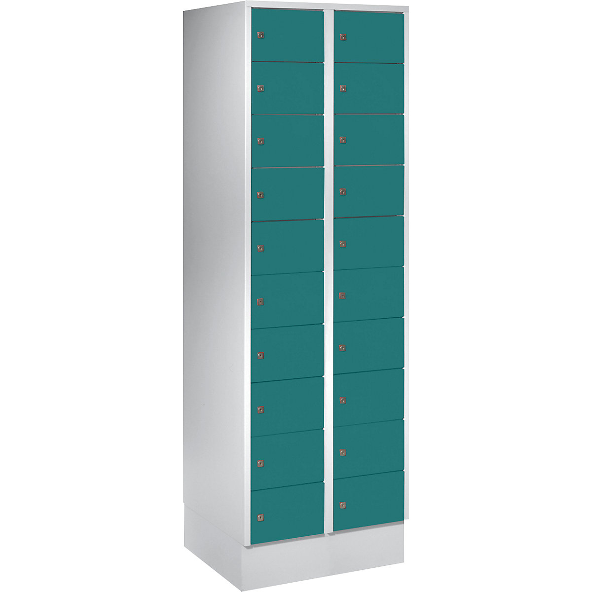 Armadio casellario – Wolf, 2 scomparti, grigio chiaro / verde opale, 20 scomparti-0