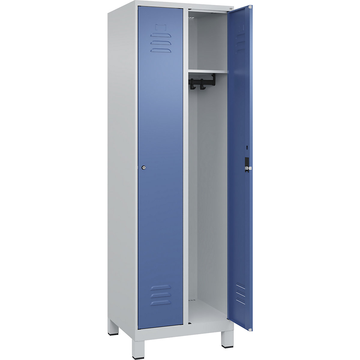 Armadietto Classic PLUS – C+P, 2 scomparti, grigio chiaro / indaco, largh. 600 mm, con piedini, serratura a cilindro-0